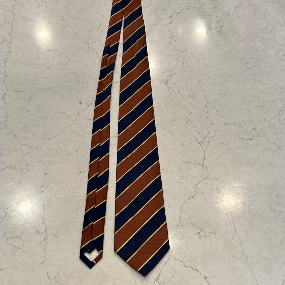 Ben Silver Classic Brown and Navy Striped Tie